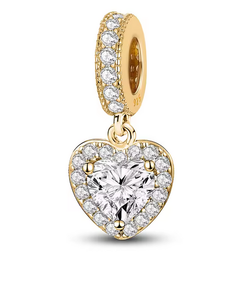Gold-Studded Heart Charm