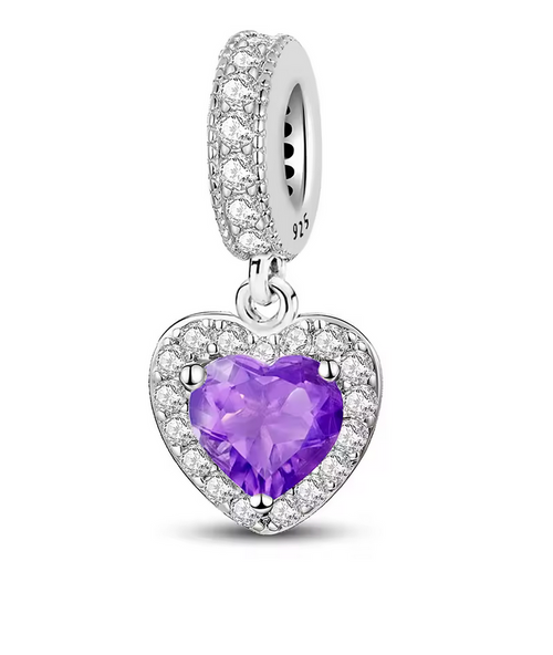 Heart Charm Set with a Purple Stone